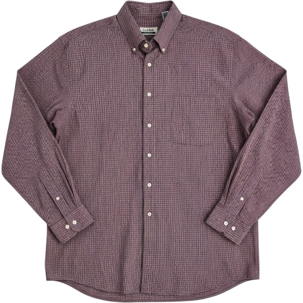 Jos A Bank Sportswear Men's Button Down Shirt XL Red Navy Plaid 100% Cotton